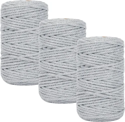 Vista 10 de PHUNTTEK Cordón de macramé de 0.079 in x 590 yardas, 18 rollos de cuerda de algodón natural, 3 soportes de cuerda de yute, cuerda suave, hilos