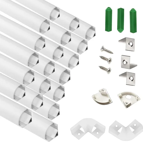 Vista 11 de THMOOTHER Difusor de canal de tira LED en forma de V de 3.28 pies de resistencia a los rayos UV, paquete de 6 perfiles de aluminio con cubierta