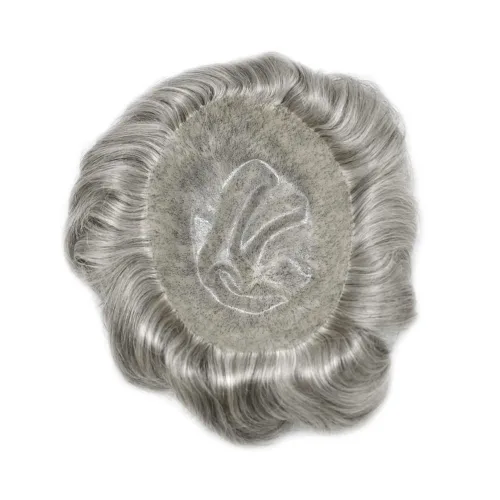 Vista 440 de Toupee para hombre 100% cabello humano real tupé para hombres 0.004 in piel de poliuretano para hombre, sistema de reemplazo de piezas de pelo