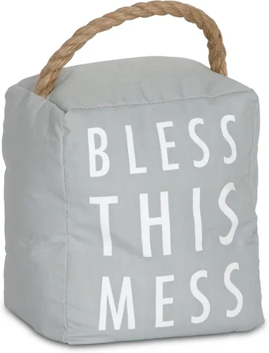 Vista 25 de Pavilion Gift Company 72151 Bless This Home - Tope para puerta, 5 x 6 pulgadas, gris, bronceado, beige y blanco