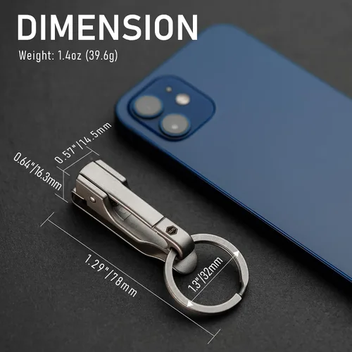 Vista 6 de KeyUnity EDC - Llavero con clip de liberación rápida, cinturón de acero inoxidable para pantalones, jeans, pantalones