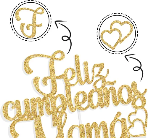 Vista 6 de Feliz Cumpleaños Mama Cake Topper, Best Mom Ever, Feliz Día de la Madre, Feliz Cumpleaños, Decoración de Fiesta de Mamá, Purpurina Dorada