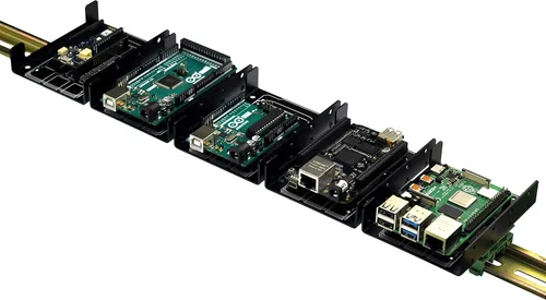 Vista 4 de Soporte de montaje en carril DIN para Raspberry Pi A+ B+2B 3B 3B+4B Zero Arduino Uno Mega Mkr BeagleBone