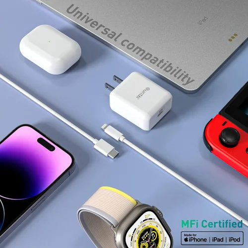 Vista 8 de Quntis - Cargador rápido para iPhone, certificado por MFi - 18W USB C con cable cargador de pared de alimentación de corriente de 6 pies de cable