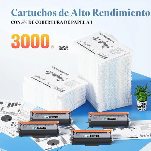 Vista 4 de TN760 - Cartucho de tóner negro compatible con Brother TN-760 TN730, negro