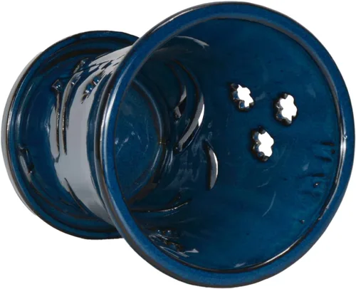 Vista 3 de W&W Orchid Pot with Holes and Saucer for Repotting, 6 x 7 Inch, Blue Azul
