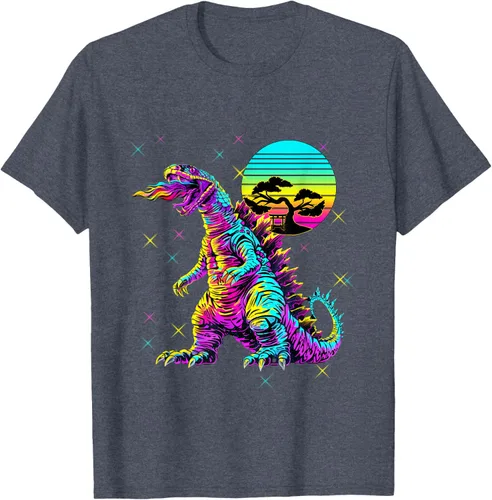 Vista 46 de Cool Streetwear synthwave 80s 90s retro anime snakezilla camiseta, Negro