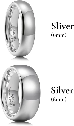 Vista 113 de King Will Alianza de boda de carburo de tungsteno para hombres y mujeres, anillos de promesa para parejas abovedados de alto pulido