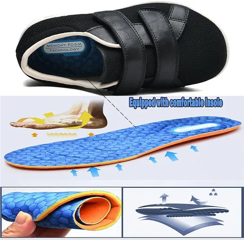 Vista 4 de JBTNBX Zapatos para hombre de ancho ancho ancho con cierre ligero ajustable zapatos para caminar para diabéticos edema para hombres ancianos tenis