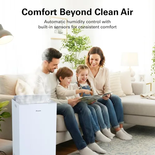 Vista 8 de Daikin Paquete de purificador de aire de habitación, purificador de aire HEPA con prefiltro, filtro de luz LED de carbono y UVC, cero ozono