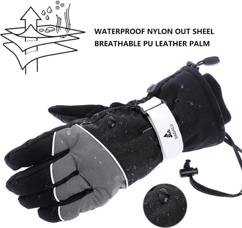 Vista 2 de SINDALU Large Waterproof Insulated Ski Gloves Men Women, 200 g Thicken Filler Thermal Winter Gloves, Touch Screen Gloves, Breathable Warm Snowmobile