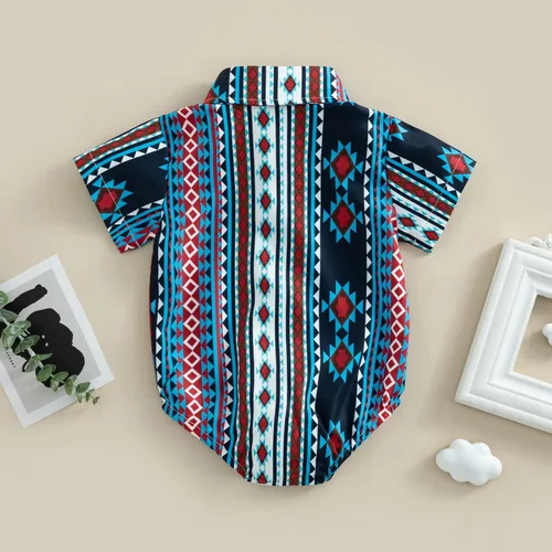 Vista 3 de BULINGNA Mameluco de manga corta con botones para bebé, ropa occidental para caballero