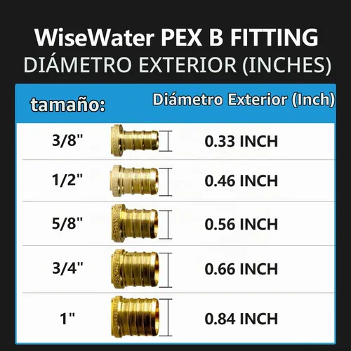 Vista 3 de WiseWater Juego de 4 adaptadores giratorios PEX de 1/2" x 1/2" FNPT para agua potable, accesorios de latón DZR sin plomo con anillos de crimpado