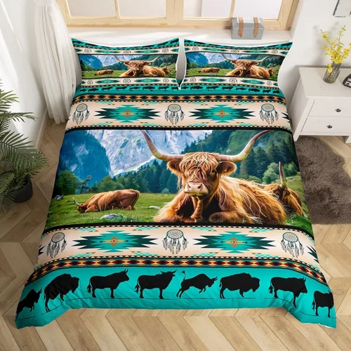 Vista 29 de Juego de funda de edredón con diseño de caballos, atrapasueños para niños, adolescentes, hombres, funda de edredón con estampado de caballos