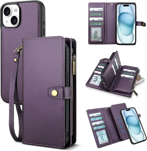 Vista 84 de TwoHead Funda tipo cartera para iPhone 12 Pro Max con tarjetero, funda magnética desmontable para teléfono 12 Pro Max, piel sintética, a prueba