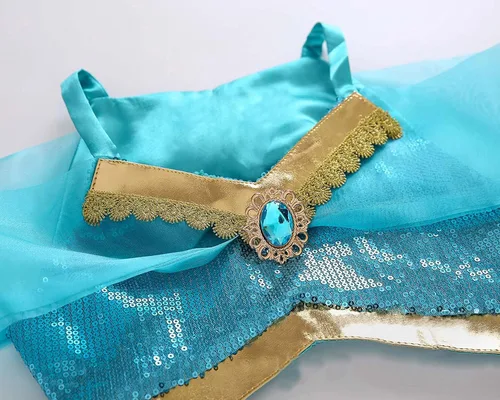 Vista 2 de Disfraz de princesa árabe para niñas con diadema, joyería, accesorios de vestir, Halloween, cosplay