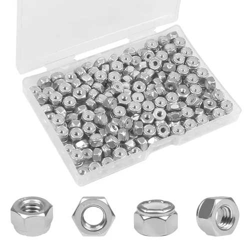 Vista 8 de 110 tuercas hexagonales de nailon de 1/4 "-20, acero inoxidable 304