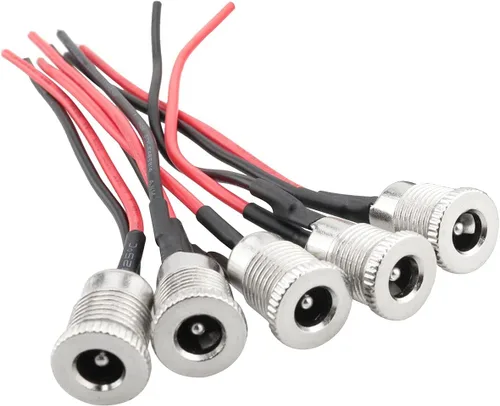 Vista 5 de 5 Sets 0.217 x 0.083 in DC Power Jack Socket Roscado Hembra Panel Montaje Adaptador de Conector con Enchufe a Prueba de Polvo para MP3 Teléfono