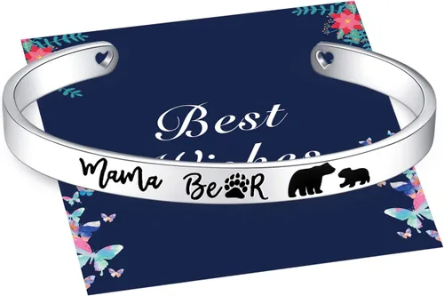 Vista 10 de Veeshy Pulseras de puño de mamá osa con cachorros para mujeres