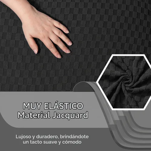 Vista 2 de ULTICOR - Juego de 8 fundas para sofá reclinable, fundas de sofá de punto jacquard elásticas para 3 cojines, fundas de sofá reclinable gruesas, Negro