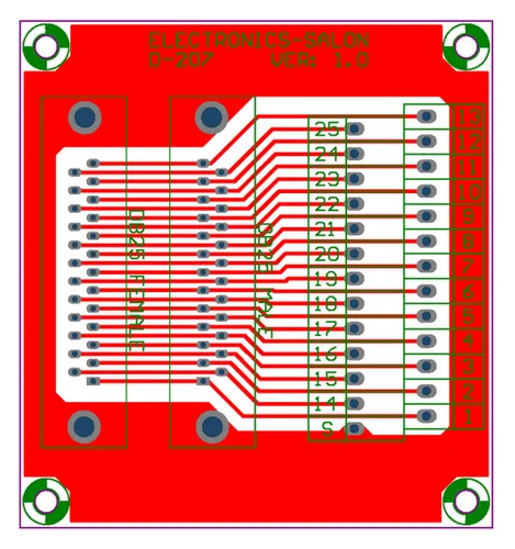 Vista 6 de Electronics-Salon DB25 D-SUB módulo de interfaz de montaje en carril DIN, macho/hembra, placa de ruptura DSUB.