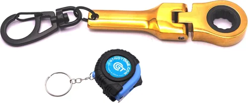 Vista 10 de GT/ Rotors Llave de Carraca Mini de 10mm para Llavero (Bono Gratis: Llavero de Cinta Métrica Mini) (Neo Chrome)