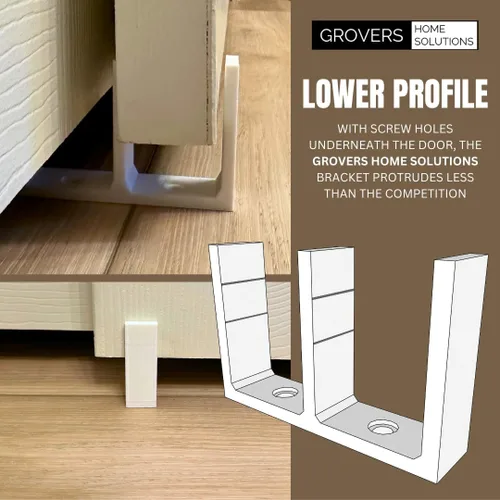 Vista 4 de Soporte de guía de piso de puerta deslizante de armario de altura ajustable universal - Blanco - Grovers Home Solutions