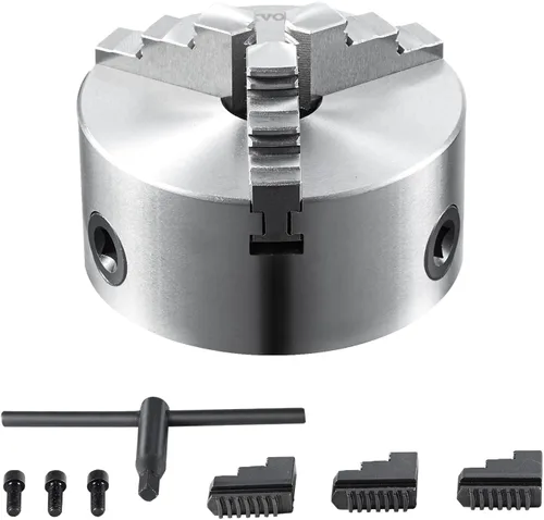 Vista 13 de VEVOR - Portabrocas para torno de 3 mandíbulas, 20,32 cm, Portabrocas autocentrante para torno, Rango de sujeción de 0,16-8 pulg/4-200 mm