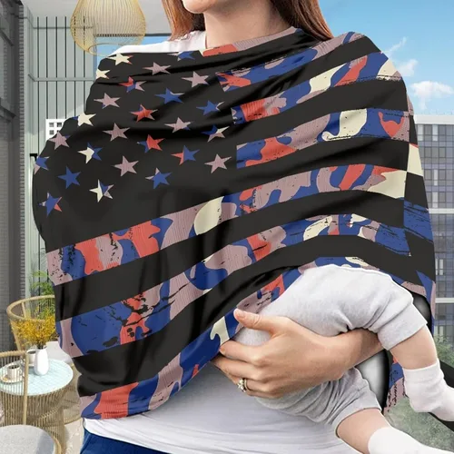 Vista 2 de Fundas de asiento de coche con bandera americana, diseño de camuflaje, multiusos, resistente al viento, cubierta antipolvo, protección de Bandera