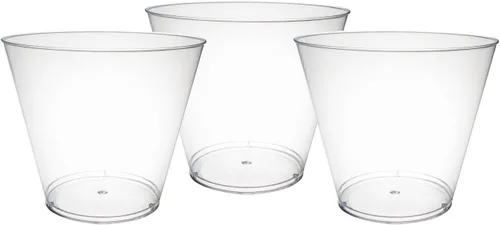 Vista 13 de Party Essentials Vasos desechables de 9 onzas para fiesta, vasos antiguos, vasos de cóctel, 20 unidades, plástico duro transparente