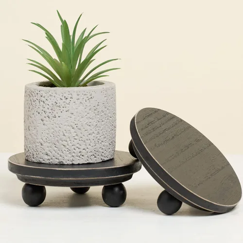 Vista 8 de Defined Deco - Mini elevadores de madera para exhibición, pequeños elevadores redondos de madera de 4 pulgadas, soporte de exhibición de pedestal