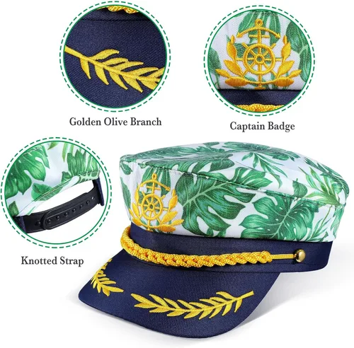 Vista 4 de KESYOO 3 sombreros de marinero para adultos, sombreros de capitán bordados, sombrero de capitán náutico para fiesta náutica para hombres y mujeres