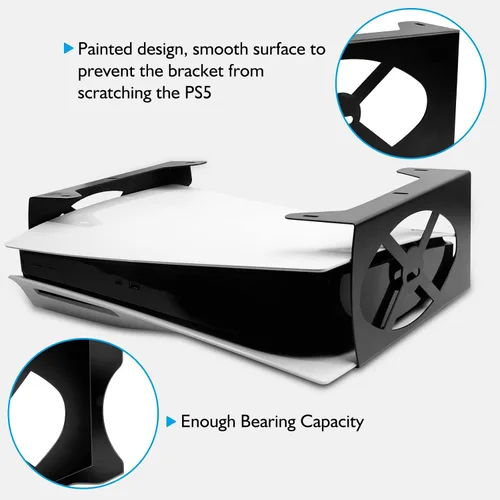 Vista 7 de Under Desk Holder for PS5, Stealth Mount for PS5, Metal Stand Compaitble with Playstation 5 Disc & Digital Edition Console