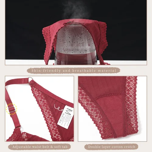 Vista 3 de Aijolen Tanga de algodón para mujer, ropa interior ajustable para mujer, bragas de cintura baja para mujer, no se ven