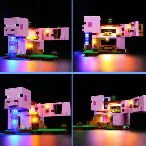Vista 4 de VONADO Luces LED - Kit de casa de cerdo compatible con Lego 21170, iluminación de casa de cerdo de bricolaje