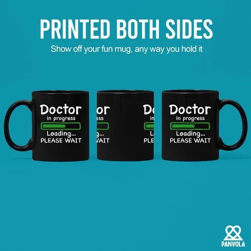Vista 3 de Panvola Doctor in Progress Loading Doctor - Taza divertida de graduación para estudiantes de doctorado en medicina, taza de cerámica, 11 onzas, Negro