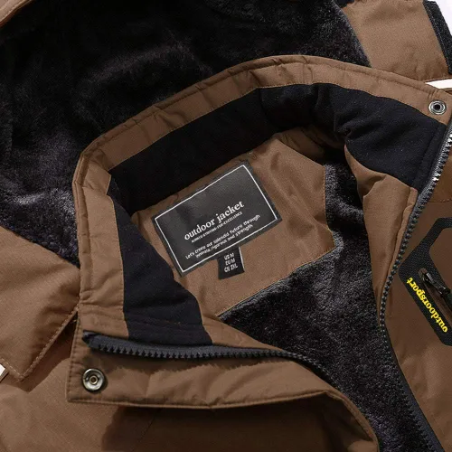 Vista 3 de MAGCOMSEN - Chaqueta de invierno para hombre, impermeable, abrigada, con forro polar y múltiples bolsillos
