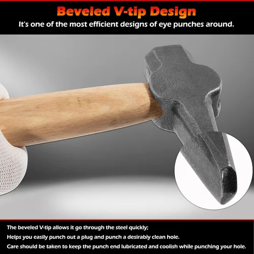 Vista 2 de Herrero Hammer Eye Punch Top Herramientas utilizadas con un golpeador ideal para forja en caliente
