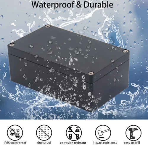 Vista 5 de Caja de proyecto IP65 Caja de conexiones impermeable ABS cajas eléctricas negras para bricolaje, Estuche electrónico para proyectos de energía, Caja