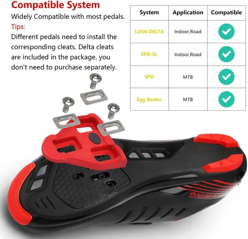 Vista 5 de Zapatos de ciclismo unisex compatibles con Pelaton para interiores, zapatos de bicicleta de carretera, zapatos de bicicleta de montaña para hombres