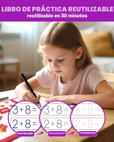 Vista 4 de Libros mágicos de práctica de escritura con ranuras para niños, cuaderno grande de escritura a mano con ranuras, cuaderno reutilizable para aprender