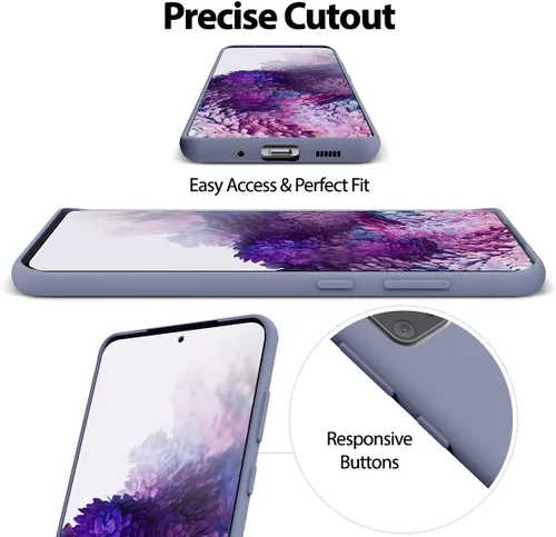 Vista 5 de GOOSPERY Funda de silicona líquida para Samsung Galaxy S20 Plus (2020) Jelly Rubber Bumper Case con forro de microfibra suave, color gris lavanda