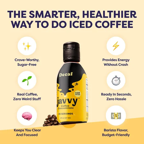 Vista 5 de Javy Coffee Concentrado - Café frío preparado, perfecto para café helado instantáneo, café frío y café caliente, paquete de 2 - Original descafeinado