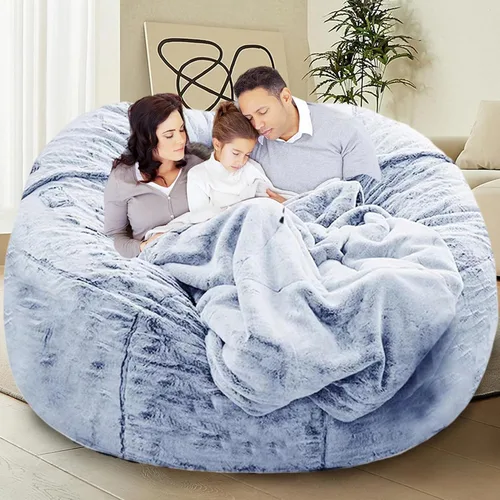 Vista 51 de HDMLDP - Funda de puf para niños y adultos, sin relleno, funda cómoda, esponjosa y redonda, para sofá tipo puf, para silla de lectura, silla de Gris