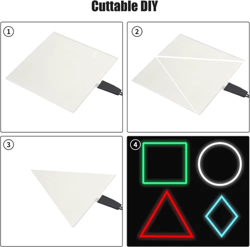 Vista 2 de jose2015 Panel electroluminiscente de 3.9 x 3.9 in, luz de panel electroluminiscente cortable, 3 modos con batería para decoración de bricolaje