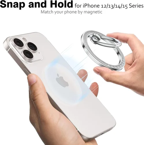 Vista 4 de Allengel Agarre magnético para teléfono MagSafe, soporte de anillo magnético compatible con anillo de teléfono MagSafe, soporte de dedo giratorio