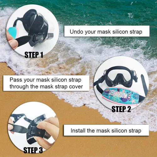 Vista 4 de Máscara de buceo, cubierta de neopreno, máscara de buceo, envoltura de correa para máscara de snorkel para hombres y mujeres Ballenas azules