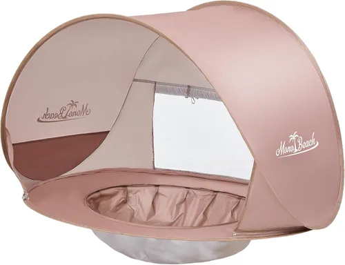 Vista 10 de Monobeach Tienda de campaña de playa para bebés con piscina: tienda de campaña desplegable con estrellas marrones para niños pequeños, refugio