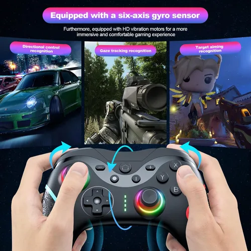 Vista 3 de Bidfoce Switch Controller for Nintendo SwitchSwitch LiteSwitch Oled, Switch Pro Controller with Programming Back Buttons Turbo Motion Vibration