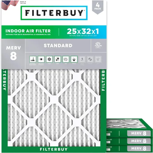 Vista 60 de Filterbuy - Filtros de aire de repuesto MERV 8, protección contra el polvo, plisados, para caldera y sistema HVAC, 20 x 25 x 1 pulgadas, paquete